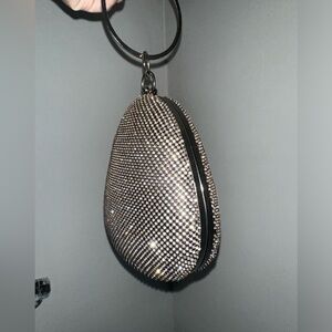 Diamanté rhinestone egg-shaped party handbag purse